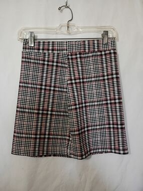 SHEIN Pink & Black Plaid A-Line Skirt